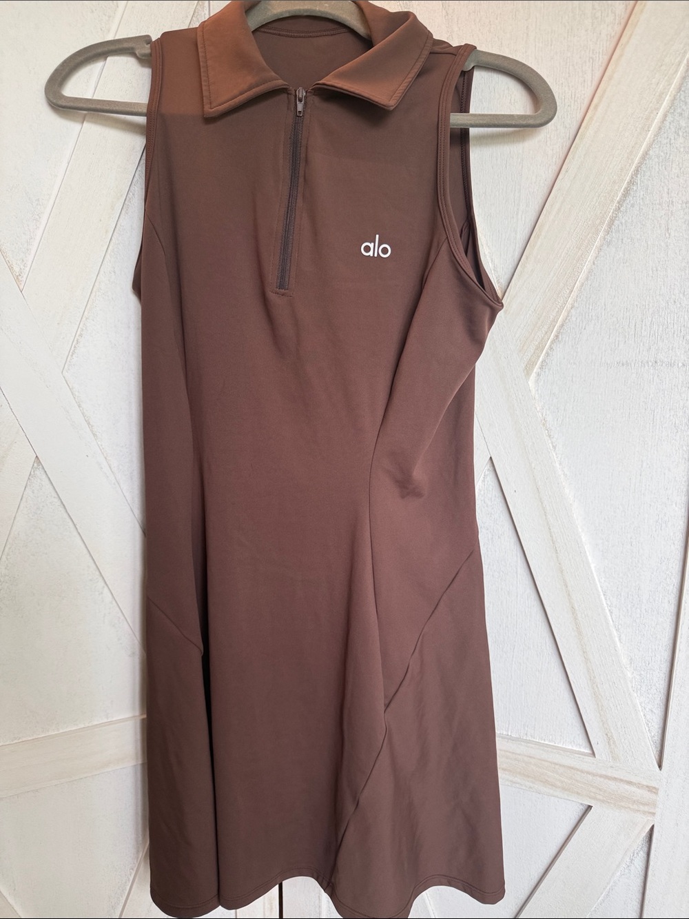 ALO Yoga Sleeveless Polo Dress in Chocolate Brown